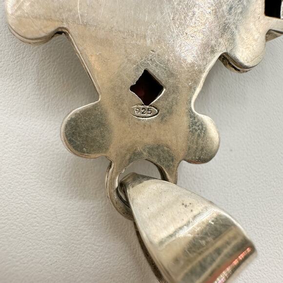 Sterling Silver Moonstone Garnet Pendant Vtg Boho Hippie 90s Multi Gemstone - Picture 7 of 13